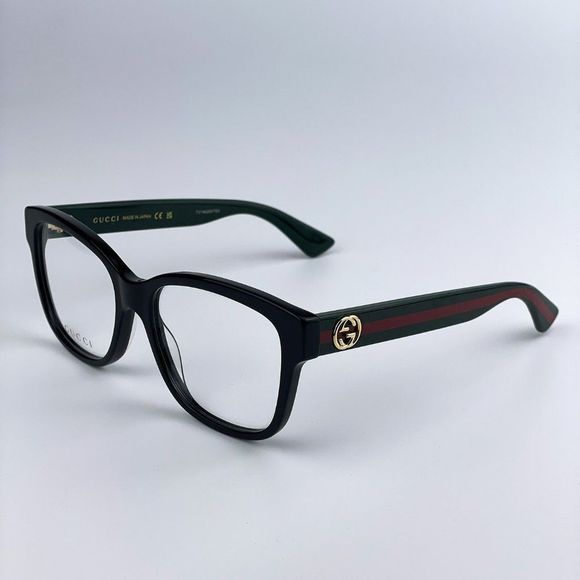 Gucci GG0038ON 011 Eyeglasses Black Green Square Women